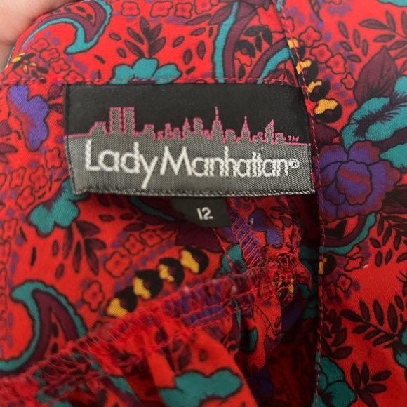 Lady Manhattan Vintage Red Paisley Shirt 12 - Picture 8 of 10